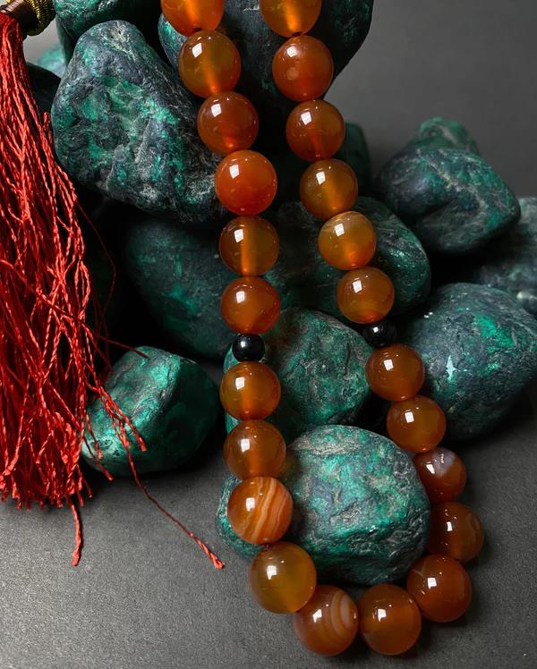 Real Yamni Aqeeq stone (34 beads Tasbih)